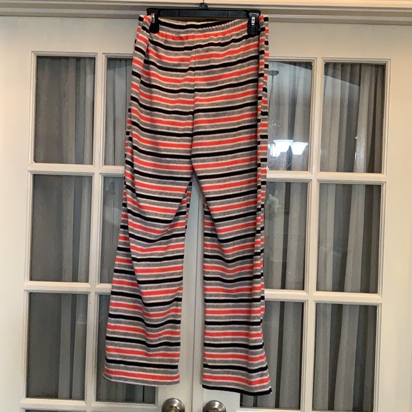 SO gray/black/coral striped soft and comfy fleece pajama pants - Picture 3 of 13